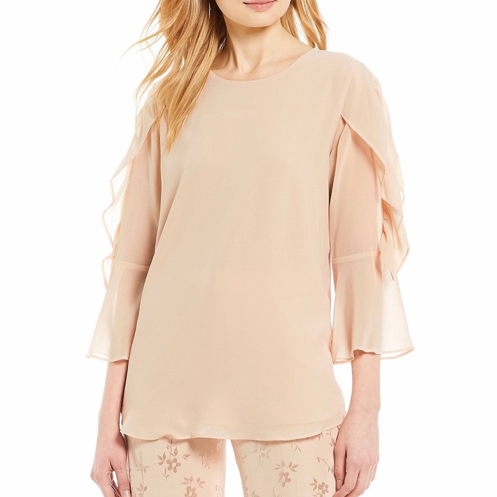 NWT Calvin Klein Ruffled Sleeve Top Size Large